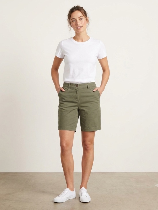 Lands' End Pants - Lands' End Mid-Rise Stretch Chino Bermuda Shorts Olive Green, Fit 2, size 2.